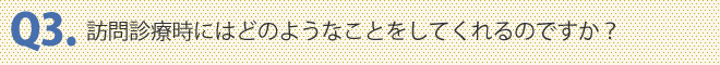 訪問診療時にはどのようなことをしてくれるのですか？