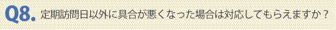 定期訪問日以外に具合が悪くなった場合は対応してもらえますか？